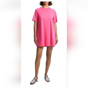 Theory Women's Clinton T-Shirt Dress In Pink Azalea Crewneck Shift S NWT
